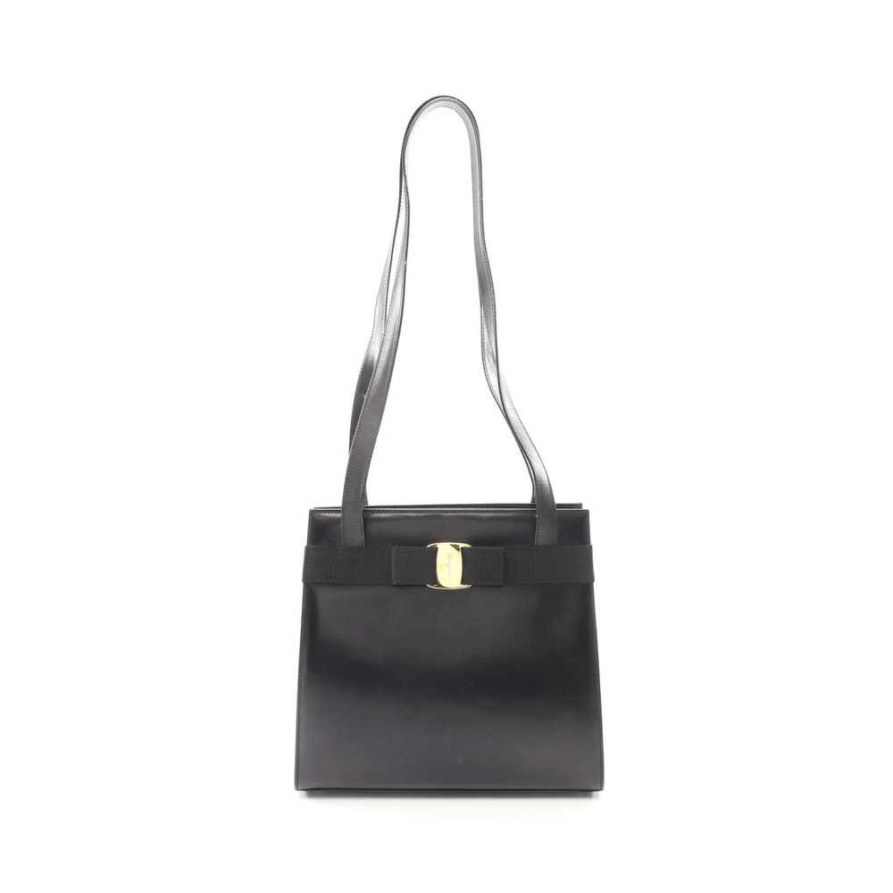 Salvatore Ferragamo Vara Ribbon Shoulder Bag Leather Black